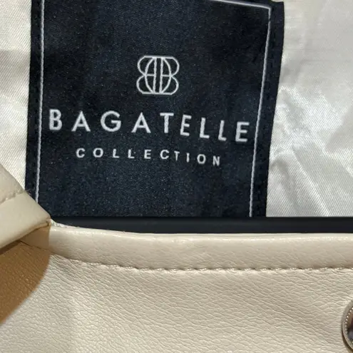 Bagatelle NWT Cream Faux Leather Moto Jacket Women’s M | Vegan Neutral Chic Fall