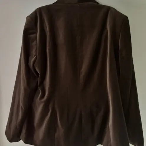 Apostrophe Womens 16W Blazer Brown Long Sleeve Career Animal Print Notch Lapel