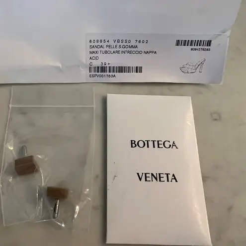 Bottega Veneta Sandal Pelle S Gomma Leather Heel New Size 39.5 $1200