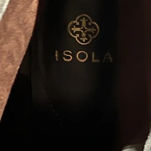 Isola Lavoy Grey Leather Stacked Heel Ankle Boots Size 7M Gorgeous NWOT