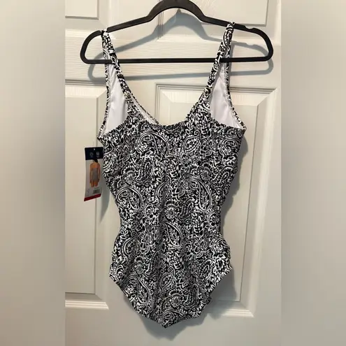 Lands' End  Black and White Paisley One Piece Swimsuit