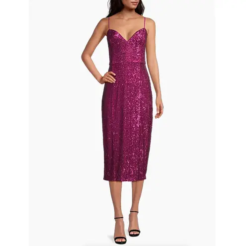 Donna Karan Sequined Sleeveless Midi Sheath Sparkly Cocktail Party Pink Size 16