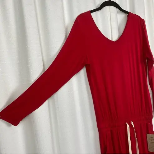 ALBION FIT Red The Merry Bamboo Long Sleeve Jumpsuit Sz.XS NWT