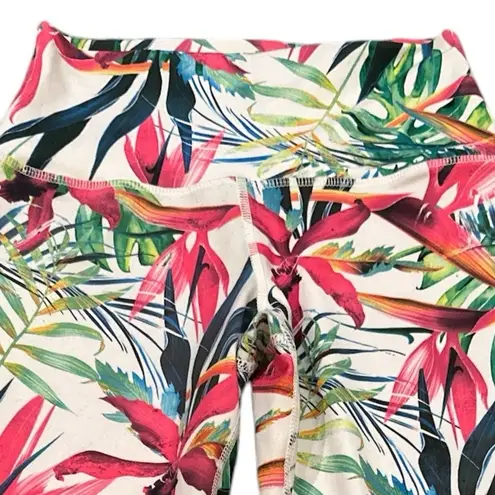 Evolution and creation HIGH WAIST PINK GREEN TROPICAL LEGGING PANTS L