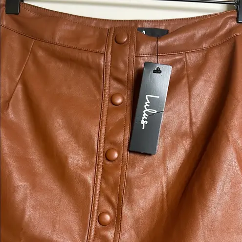Lulus Most Fab Brown Vegan Leather Button