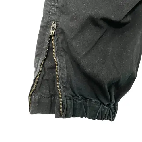 NILI LOTAN Cropped Military Pants Jogger Stretch Cotton Twill Black size 8