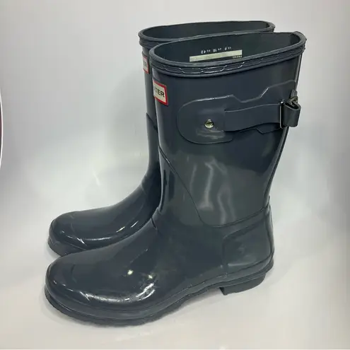 Hunter  original glossy gray rain boots waterproof modern‎ trendy woman’s size 10