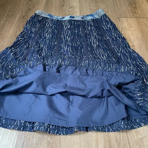 Coldwater Creek Blue midi length skirt ~ embroidery boho bohemian artsy ~ size L