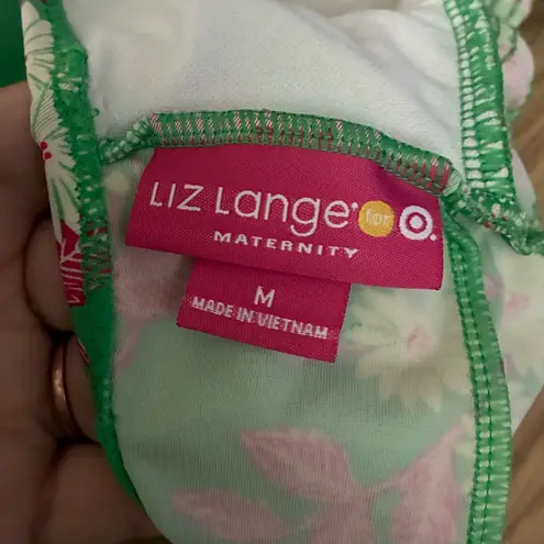 Liz Lange Green and Pink Beaded Maternity Halter Tankini M