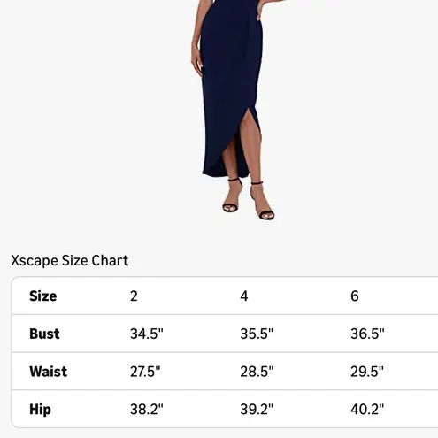 XScape Navy Blue Ruffle Off Shoulder Maxi Dress Formal Tulip Hem Event Wedding