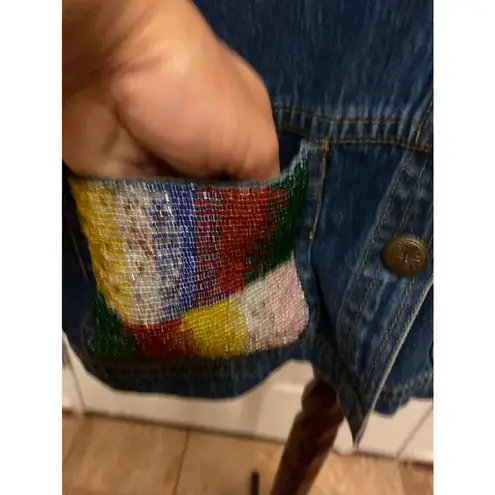 Tantrum Blues denim jacket with beading and beaded stars L Size M