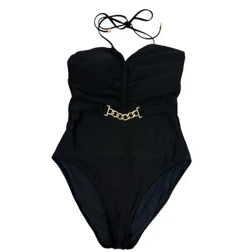 L'Agence NWT $298 Black Leila Halter One-Piece Swimsuit L