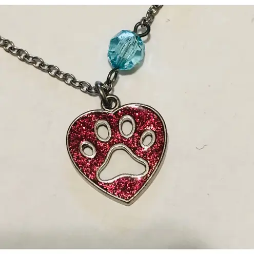 Vintage Dog Lover Paw Print Charm Bracelet Turquoise Red Blue