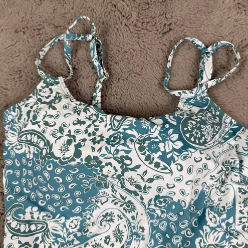 Sunsets Taylor Tankini Top Paisley Print Removable Pads Swimwear 32E/30F/28G Blue Size XL