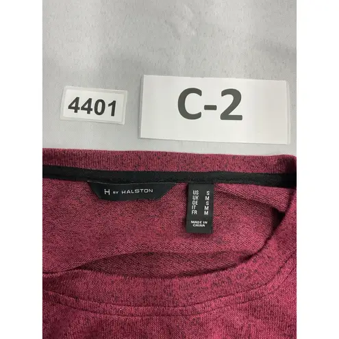Womans Halston Pullover Top Small Maroon Black Crew Neck Long Sleeve Red