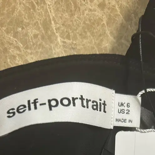 Self Portrait SELF-PORTRAIT Crystal bow-embellished crepe crop top size UK 6/ US 2