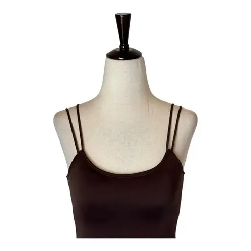 Moussy Vintage Tank Top Women XS Brown Asymmetric Strap Cut Off Camisole Cami
