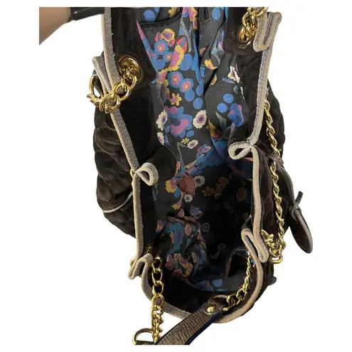 Juicy Couture  Vintage Y2K Black Velour Velvet Quilted Daydreamer Bag