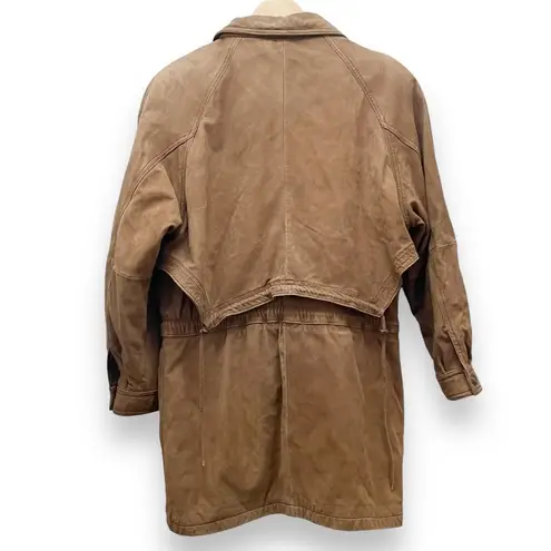 wilson's leather Vintage Brown Leather Adventure Bound Anorak Coat Size Medium