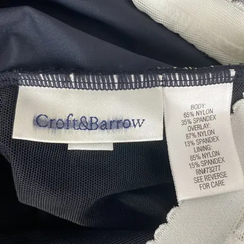 Croft & Barrow  Black Print Halter 1 Piece Swim Bathing Suit New 12