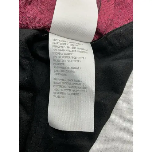 Womans Halston Pullover Top Small Maroon Black Crew Neck Long Sleeve Red