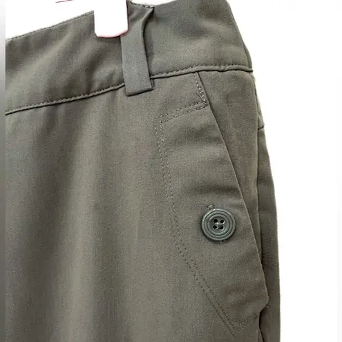 Sandro Sportswear wide leg ankle crop dress pants, trousers. Army green