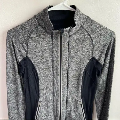 Reva Activewear Heather Gray and Black Full Zip Jacket