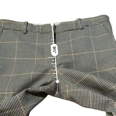 H&M Dress Pants Women's Size 8 Houndstooth Plaid Mid Rise Black Gray White Tan