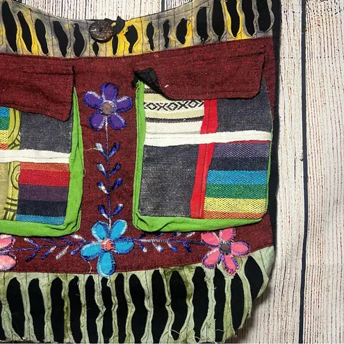 India Boutique Bohemian Patchwork Bag Hippie Crossbody Shoulder Slouch Hobo Bag Red