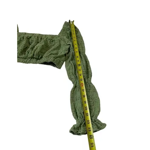 Bershka Women Size Small Green Crop Top Long Sleeve | 21-941