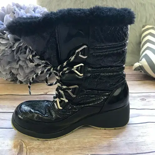 Sporto  Womens Boots Size 6.5M 6.5 M Black Patent Insulated Crinkle Winter