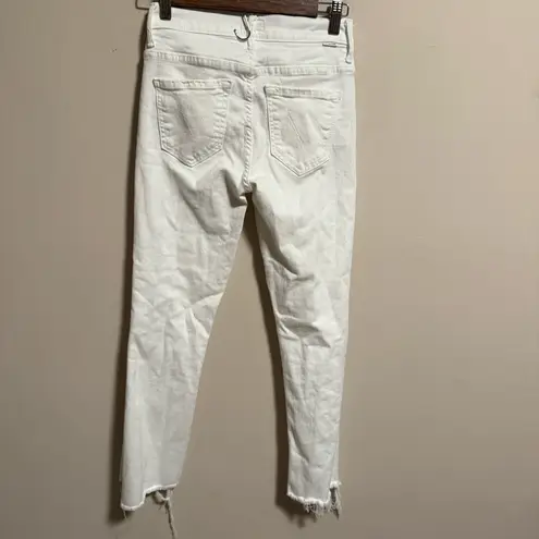 Mother White Insider Crop Step Fray Jeans in Fairest of Them All