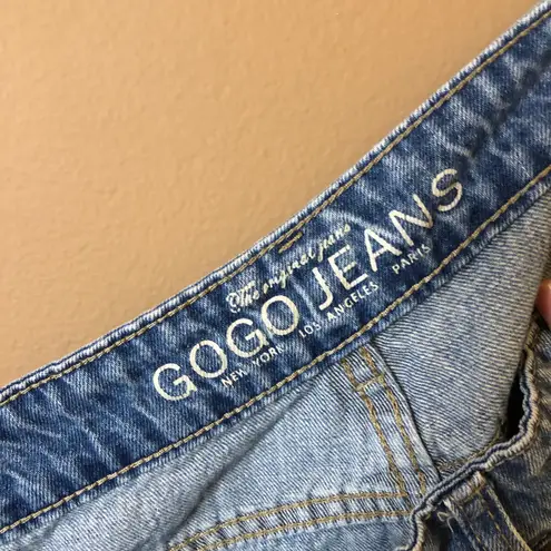 Gogo Jeans Distressed Straight Leg Mom Jeans Light Wash Juniors 9