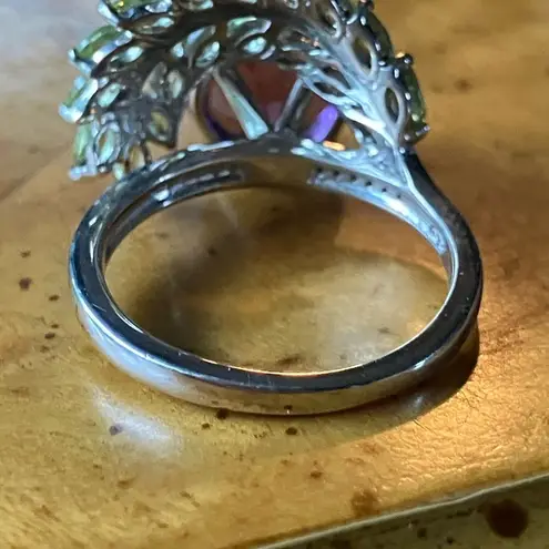 Artistic Rose De France Amethyst Peridot Sterling Silver Ring Size 7 Purple