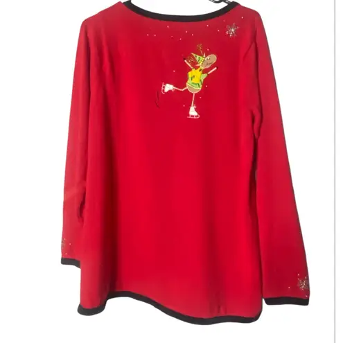 Quacker Factory Small Red
Christmas Reindeer Ice Skating
Sweater Y2K Whimsical