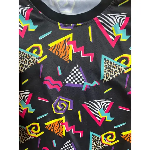 Screenshot 80s Retro Geometric Print Black Short Sleeve T