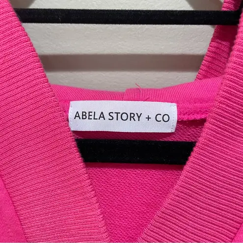 Abela Story + Co Reset V Neck Hooded Pullover Sweatshirt Top Pink Size XL