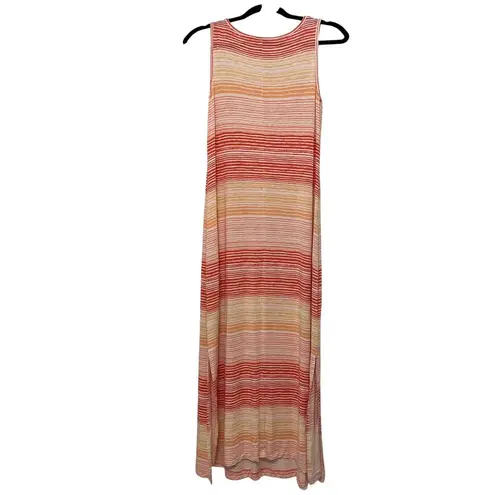 J Jill Maxi Dress Sleeveless Tank Orange Striped XS Petite Summer Beachy Light Size undefined