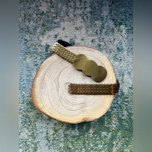 Vintage snake link gold plated metal ring belt, size small