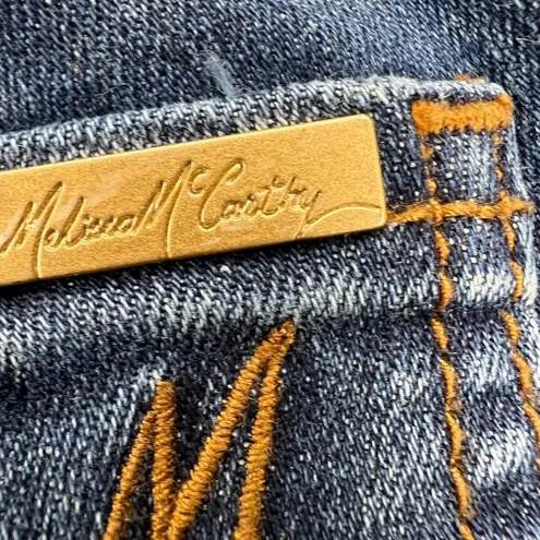 Melissa McCarthy Seven7 Paint Splatter Embroidery Slimming Skinny Jeans Size 22W Blue