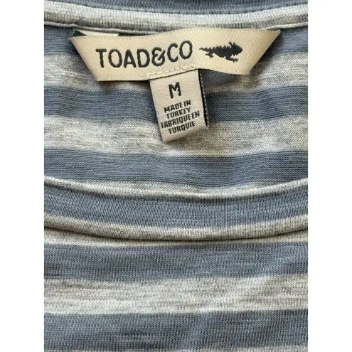 TOAD&CO Windmere II Dress Women's Medium Navy White Stripe Long Sleeve Pockets Blue