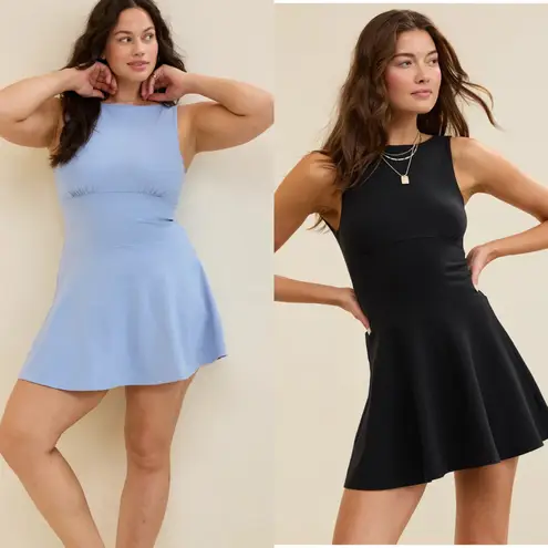 Aerie New Bundle  Low Back Mini Dress Small Light Blue Black Athletic Athleisure