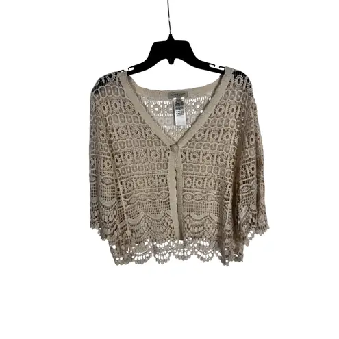 Liverpool Cream Crochet Lace Kimono Cardigan Boho Summer Beach Cover Up Size L