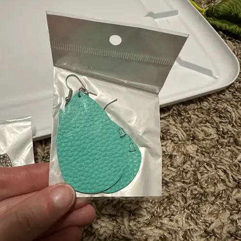 Bundle of Leather Teardrop Earrings New in Packaging Blue