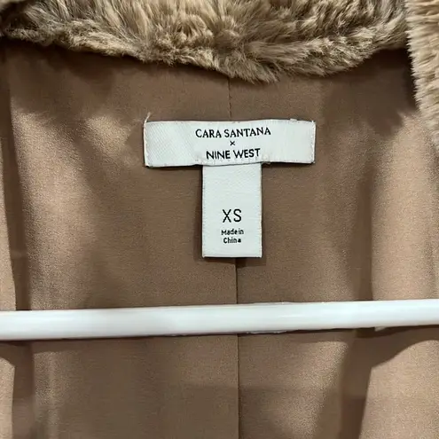 Nine West Cara Santana x  XS Camel Faux Fur Fleece Coat