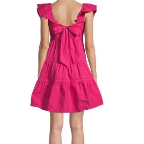 Saylor Karalyn Hot Pink Tiered Ruffle Sleeveless Tie Back Mini Dress Sz S