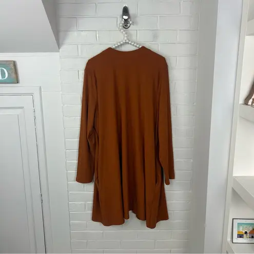 Iman Comfy Chic Ribbed Hacci Knit Duster Cardigan in Pumpkin Spice Size XL Orange