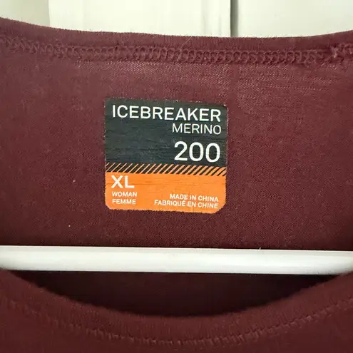 Icebreaker Womens Merino Wool 200 Longsleeve Shirt Size XL Maroon Cold FLAW Red