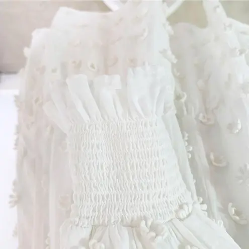 Cami NYC Carolina Floral Applique White Long Sleeve Mini Dress Size Small