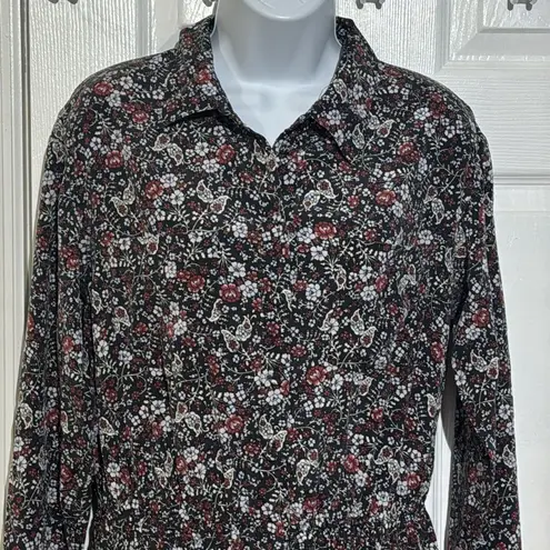 Veronica Beard Rory Dress Floral Print Silk Crepe Button Down Collared Mini Sz 6